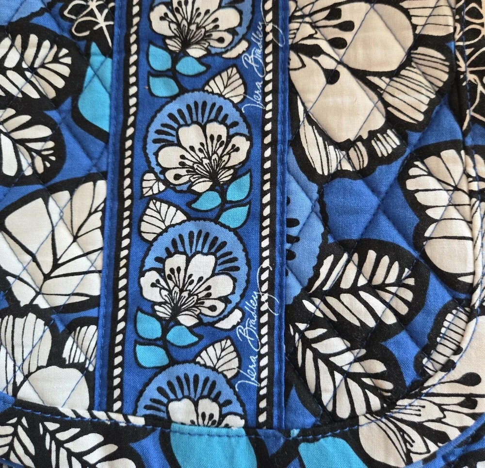 Vera Bradley Blue Floral Quilted Backpack Tote Bag Shoulder Straps